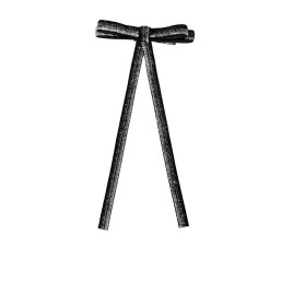 Shiny Ribbon Hair Clip – Black & Silver